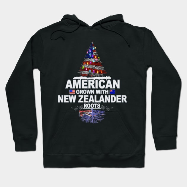 Christmas Tree  American Grown With New Zealander Roots - Gift for New Zealander From New Zealand Hoodie by Country Flags